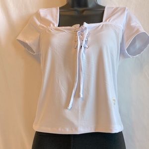 Rue21 Lace Up Front Short Sleeves Blouse Size Large